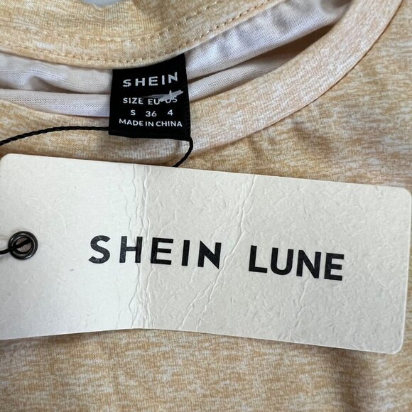 Shein Lune Women's Short Sleeve Top Orange/Cream Size Small New - Picture 9 of 9